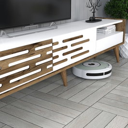 Hanah Home Valensiya Conjunto de Muebles de Salón, Nogal y Blanco